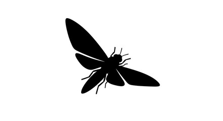 Black moth silhouette with transparent background