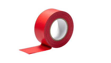Red tape: A roll of vibrant red tape, poised on a clean surface, its strong adhesive surface is ready for use in any project