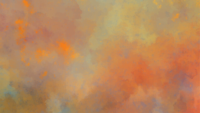 Warm Abstract Watercolor Painted Texture Background: Blended Orange, Ochre, & Blue-Grey Tones. High-Res Artistic Canvas Ideal for Autumn Themes, Creative Wallpapers, & Digital Art.