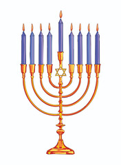 Classic Vintage Hanukkah Menorah Illustration