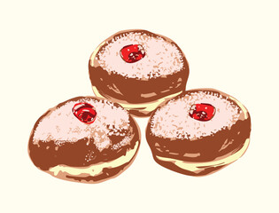 Hanukkah Sufganiyot Illustration