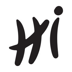 Hi symbol, hand drawn message icon element symbol for greeting in a glyph style illustration