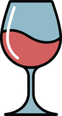 Vector illustration of a wine glass filled with red liquid, ready for a toast or celebration.