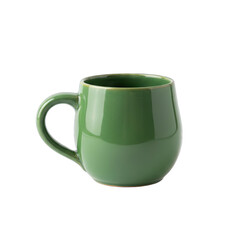 Green Ceramic Mug With Handle On Transparent Background Studio Shot With Soft Lighting