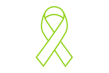 Lime green outline ribbon symbol representing mental health awareness and support, on transparent background