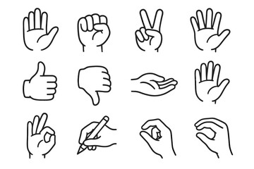 Obraz premium Pointing pose icon open finger wave vector peace ok sign hand