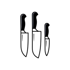 Chopping knife set icon on White Background Vector Art Illustration on white background.