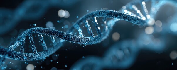 3D rendering of DNA helix with particle effects