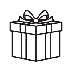 Outline gift box with ribbon symbolizing celebration present surprise and festive occasions