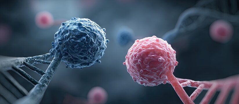 Close-up view of cellular DNA strands with mutated cells