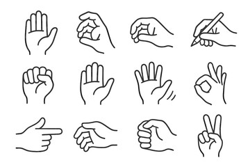 Fototapeta premium Sign wave ok writing grasp icons gesture icon vector peace hand fist