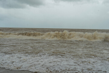 Ocean shore after storm and flood.