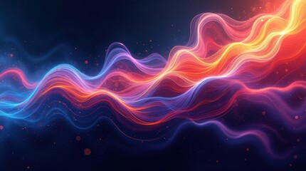 Vibrant abstract glowing energy waves in vibrant colors on dark background