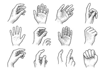 Fototapeta premium Fine office studies vector drawing art icons hand shading lines finger icon
