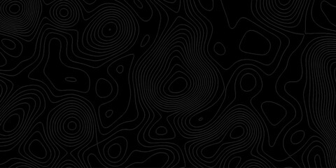 Abstract Topographic Contour Lines Pattern on Dark Background. Dark Pattern Design. Elegant Black Topographic Wallpaper. Topographic map pattern simple lines. Abstract dark textured surface.
