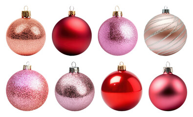 Obraz premium PNG Colorful festive Christmas ornaments, element set on transparent background
