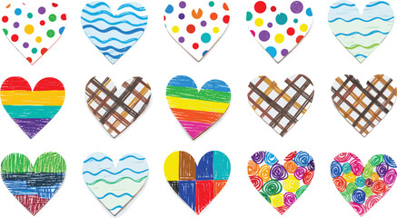 Crayon Patterned Heart Cutout Scrapbook Set.