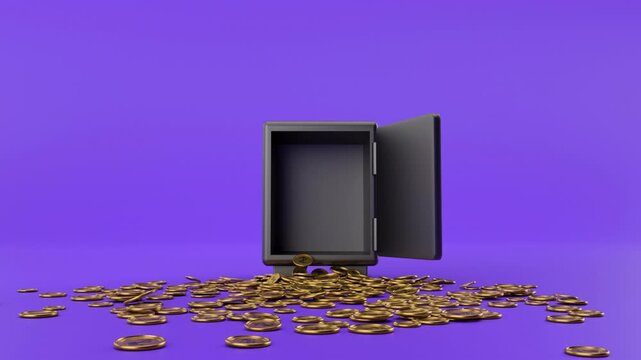Purple Background Vault and Gold Coins