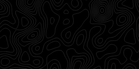 Abstract Topographic Contour Lines Pattern on Dark Background. Dark Pattern Design. Elegant Black Topographic Wallpaper. Topographic map pattern simple lines. Abstract dark textured surface.