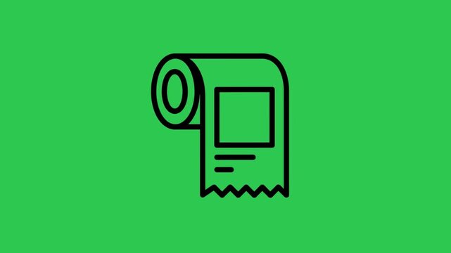 A whimsical dancing black receipt icon against a vibrant green background symbolizing financial transactions with clean