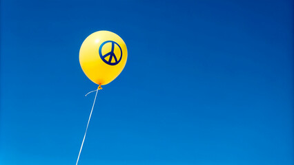 Yellow Balloon with Blue Peace Symbol