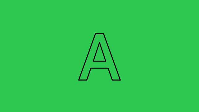 Animated outline of the letter A forming against a solid green background An educational tool with a clean and clear