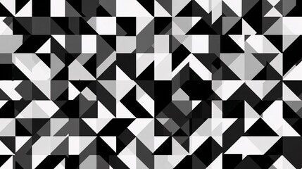Abstract black and white geometric pattern with triangles and squares