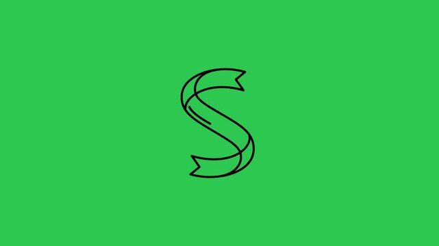 Stylized letter S forming from a continuous line resembling a ribbon or banner against a vibrant eye catching bright