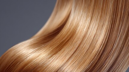 Fototapeta premium Long, straight blonde hair with a shiny appearance. The hair is long and flowing, and it is well-maintained