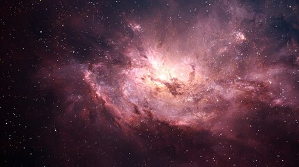 Vibrant deep space galaxy with glowing star clusters and cosmic dust