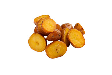 Fried young potatoes. Transparent.