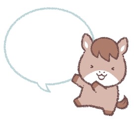 踊るウマと吹き出し線画