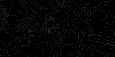 Abstract Topographic Contour Lines Pattern on Dark Background. Dark Pattern Design. Elegant Black Topographic Wallpaper. Topographic map pattern simple lines. Abstract dark textured surface.