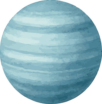 Watercolor vector illustration of a planet uranus