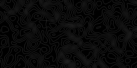 Abstract Topographic Contour Lines Pattern on Dark Background. Dark Pattern Design. Elegant Black Topographic Wallpaper. Topographic map pattern simple lines. Abstract dark textured surface.