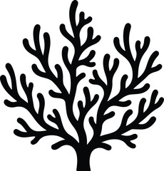 Illustration black coral marine ocean life silhouette vector