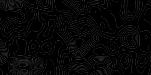 Abstract Topographic Contour Lines Pattern on Dark Background. Dark Pattern Design. Elegant Black Topographic Wallpaper. Topographic map pattern simple lines. Abstract dark textured surface.