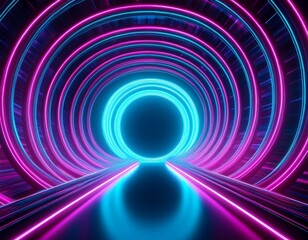 neon tunnel rings with cyan magenta glow