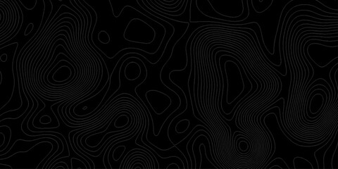 Abstract Topographic Contour Lines Pattern on Dark Background. Dark Pattern Design. Elegant Black Topographic Wallpaper. Topographic map pattern simple lines. Abstract dark textured surface.