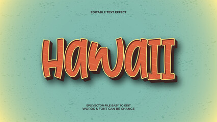 Retro Hawaii 3D Text Effect, Vintage Tropical Style, Editable Vector Font © reino