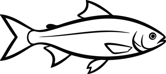 Illustration of a simple outlined swimming fish silhouette vector
