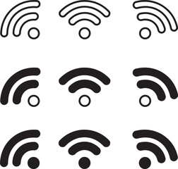 Wireless network signal icons set for web design and mobile apps vector illustration