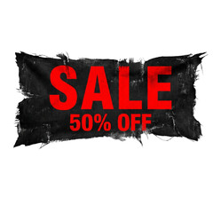 Black Friday torn paper sale banner in red and black, isolated on transparent background, PNG
