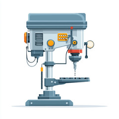 Flat vector illustration of a robust industrial drill press