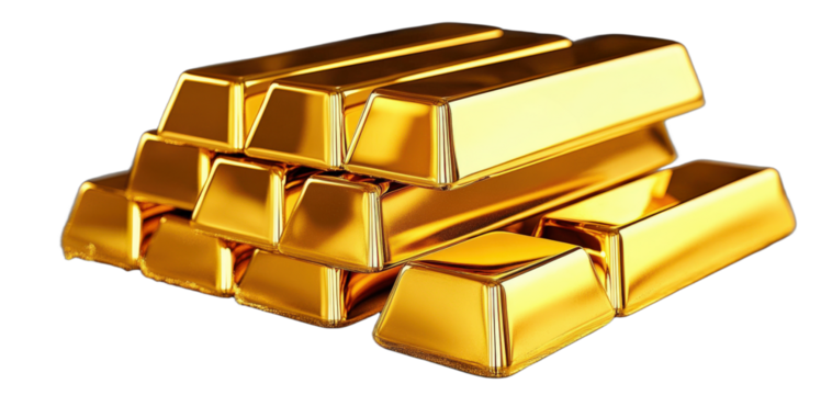 Pile of shiny gold bars representing precious metal investment