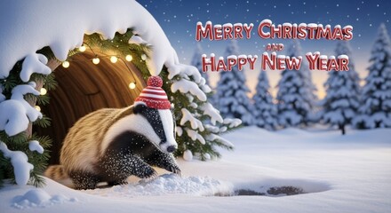 Badger Celebrates Christmas And New