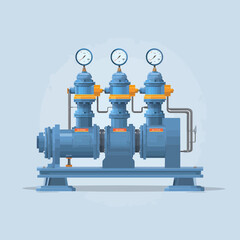 Industrial Vector Pump Showing Pressure Gauges and Plumbing