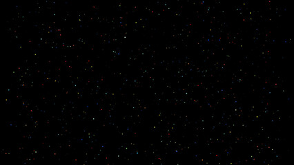 Abstract multicolor particles falling on black background. Abstract digital star background