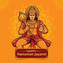 Lord hanuman sitting in a devotional pose with mace and blessings