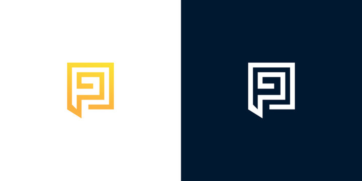 Modern abstract letter P logo design, geometric shape, minimal, elegant, business identity symbol, clean corporate branding